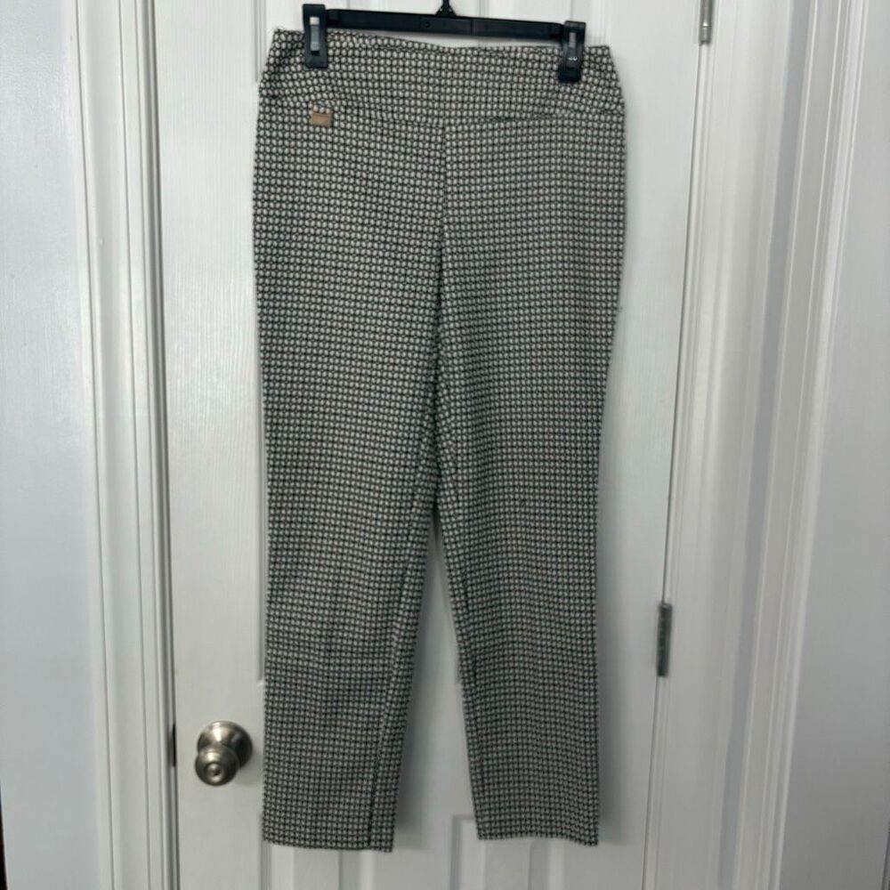 Lisette L Montréal Slim Ankle Pants Black White Geometric Print Size 6